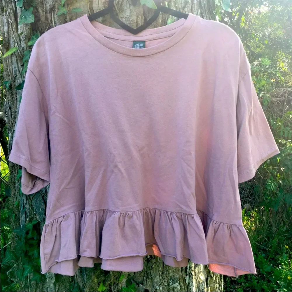 Flounce Ruffle Top/Pink/Size Large - Picture 1 of 5